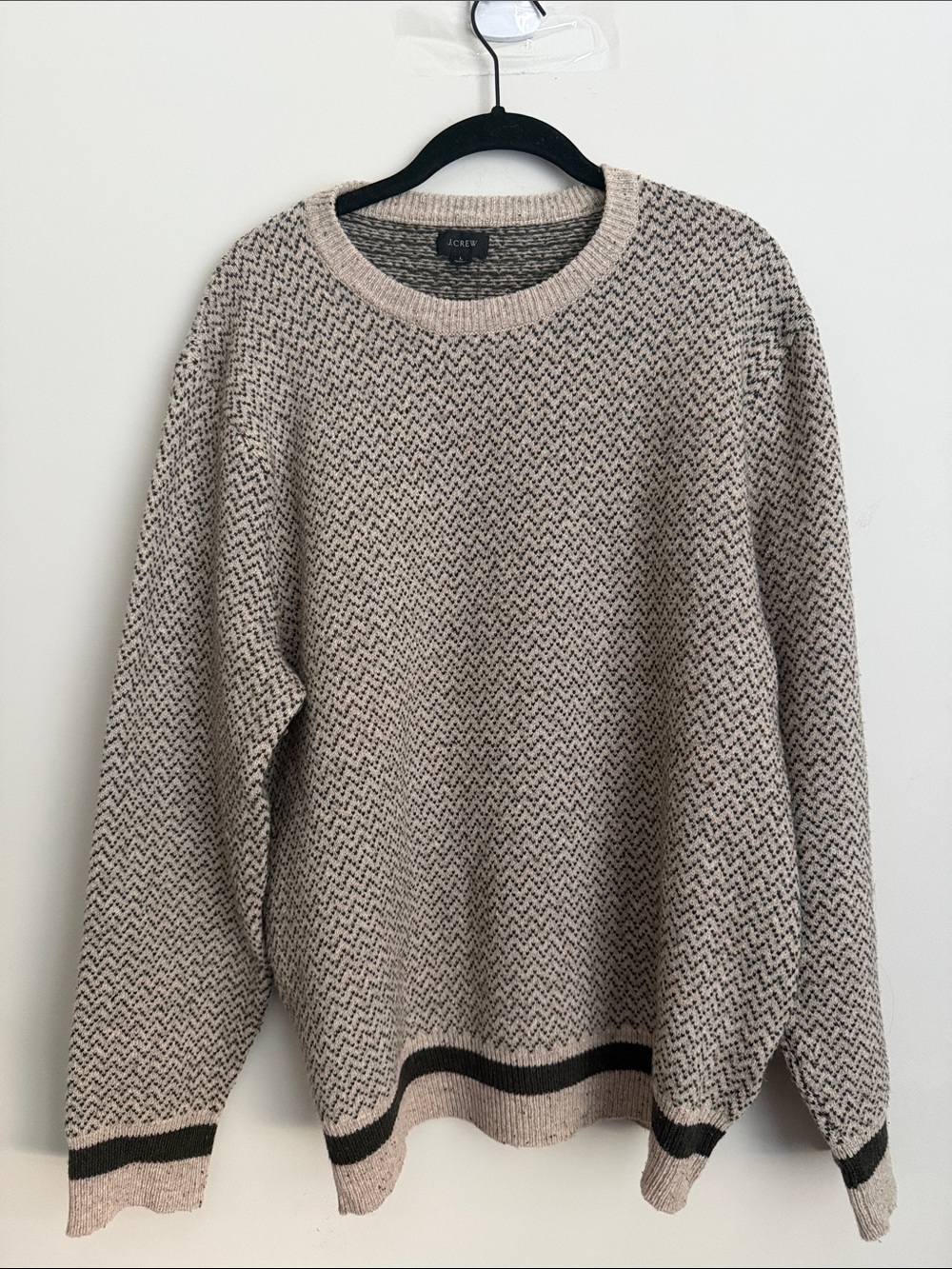 J Crew Rugged merino wool donegal herringbone sweater Size Large